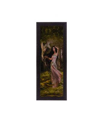 Beautiful Woman With Bird Satin Matt Texture UV Art Painting 1