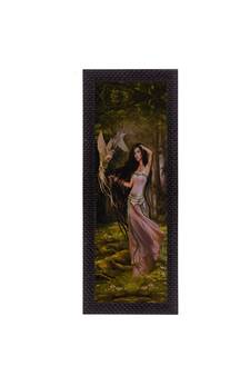 Beautiful Woman With Bird Satin Matt Texture UV Art Painting