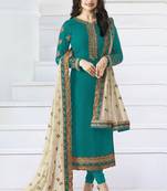 Light-teal embroidered georgette salwar