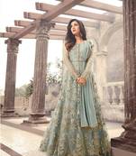Green embroidered net salwar