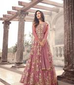 Pink embroidered net salwar