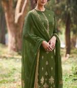 green embroidered lawn unstitched salwar with dupatta