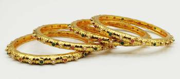 Gold Plated Beaded Bangles Set Of 4 3