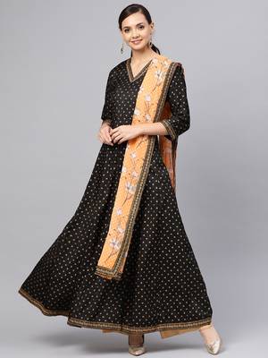 Black printed polyester salwar 1