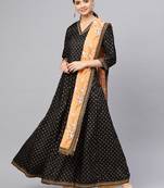 Black printed polyester salwar