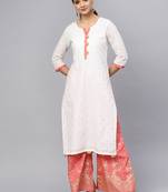 White printed cotton salwar