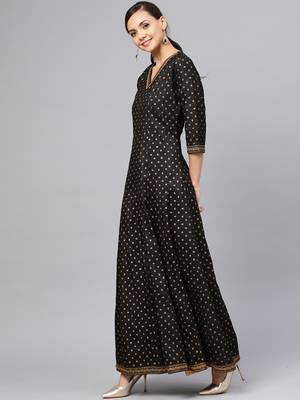 Black printed polyester salwar 3