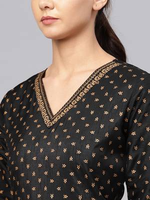 Black printed polyester salwar 4