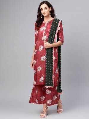 Maroon printed polyester salwar 1