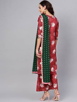 Maroon printed polyester salwar 2