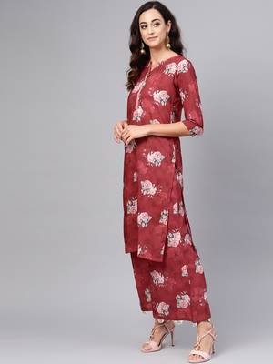 Maroon printed polyester salwar 3