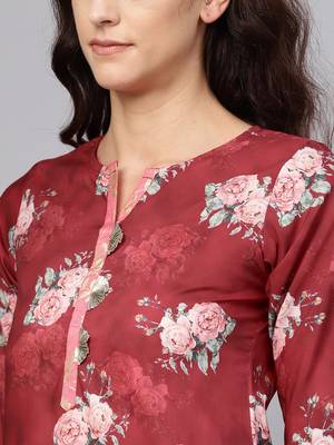 Maroon printed polyester salwar 4