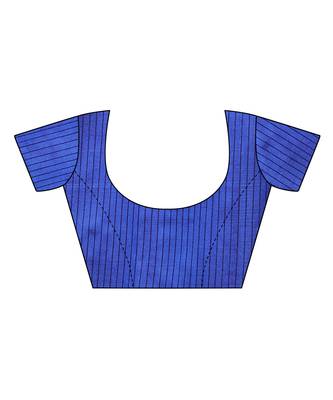 Blue printed art silk saree with blouse 5