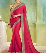   rani pink embroidered chiffon saree with blouse