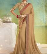 Chiku embroidered chiffon saree with blouse