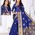 Blue woven cotton silk saree with blouse