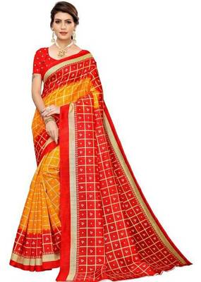 Multicolor printed bhagalpuri saree with blouse 1