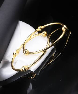 Gold Plain Bangles Set Of 2 1