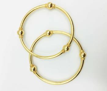 Gold Plain Bangles Set Of 2 4