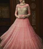 Pink embroidered net salwar