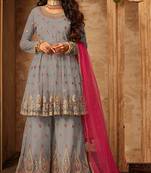 Grey embroidered net salwar