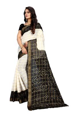 Multicolor hand woven art silk saree with blouse 3