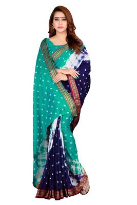 Multicolor hand woven art silk saree with blouse 5