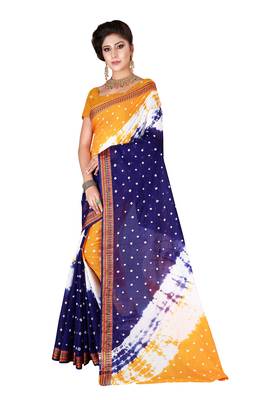 Multicolor hand woven art silk saree with blouse 3