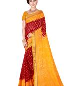 Multicolor hand woven art silk saree with blouse