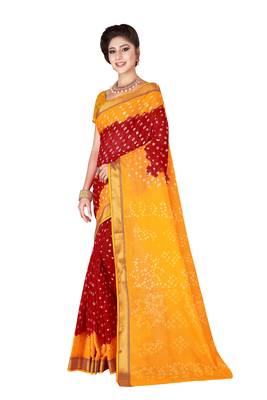 Multicolor hand woven art silk saree with blouse 3