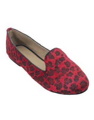 Trends & Trades Women Red & Black Leopard Print Ballerinas 1