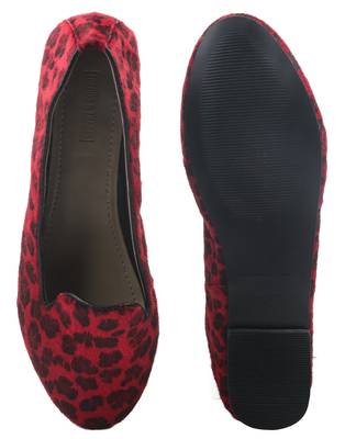 Trends & Trades Women Red & Black Leopard Print Ballerinas 5