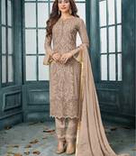 Tan Color Heavy Faux Georgette Party Wear Designer Suit