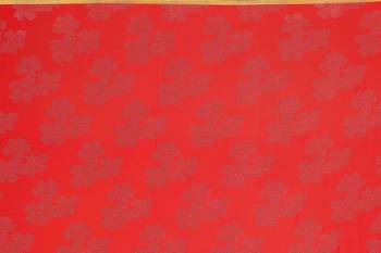 Red embroidered chiffon saree with blouse 4