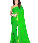 Green embroidered chiffon saree with blouse