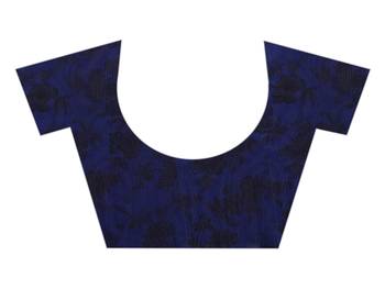 Navy blue printed georgette saree with blouse 4