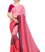 Peach printed georgette saree with blouse