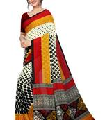 White printed georgette saree with blouse