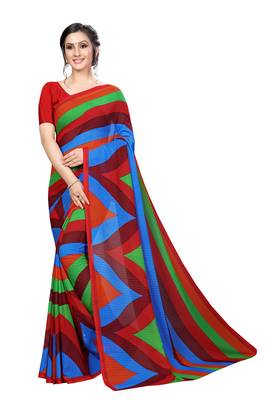 Multicolor printed georgette saree with blouse 1