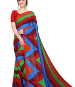 Multicolor printed georgette saree with blouse