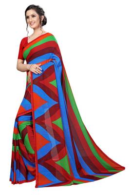 Multicolor printed georgette saree with blouse 2