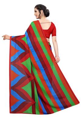 Multicolor printed georgette saree with blouse 3