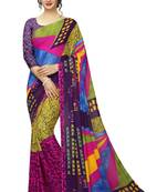Multicolor printed georgette saree with blouse