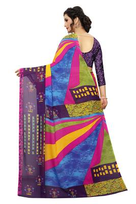 Multicolor printed georgette saree with blouse 3