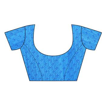 Blue printed georgette saree with blouse 5