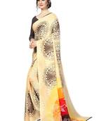 Beige printed georgette saree with blouse