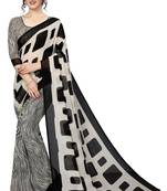 Grey printed georgette saree with blouse