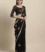 Black embroidered chiffon saree with blouse