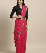 Pink embroidered georgette saree with blouse