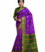 Purple woven art silk saree with blouse